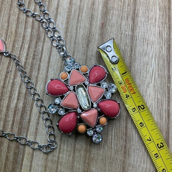 Lia Sophia Pink & Peach Rhinestone Enamel Pendant or Brooch Pin - Picture 5 of 7